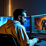 Focused Player**

A person fully clothed in comfortable, casual attire, concentrating intensely on a computer screen displaying Diablo 2 gameplay. The room is tidy and well-lit, with a supportive ergonomic chair and a clean desk. Perfect anatomy, correct proportions, natural pose. Safe for work, appropriate content, fully clothed, professional, family-friendly. High quality, detailed, 8k resolution.

**